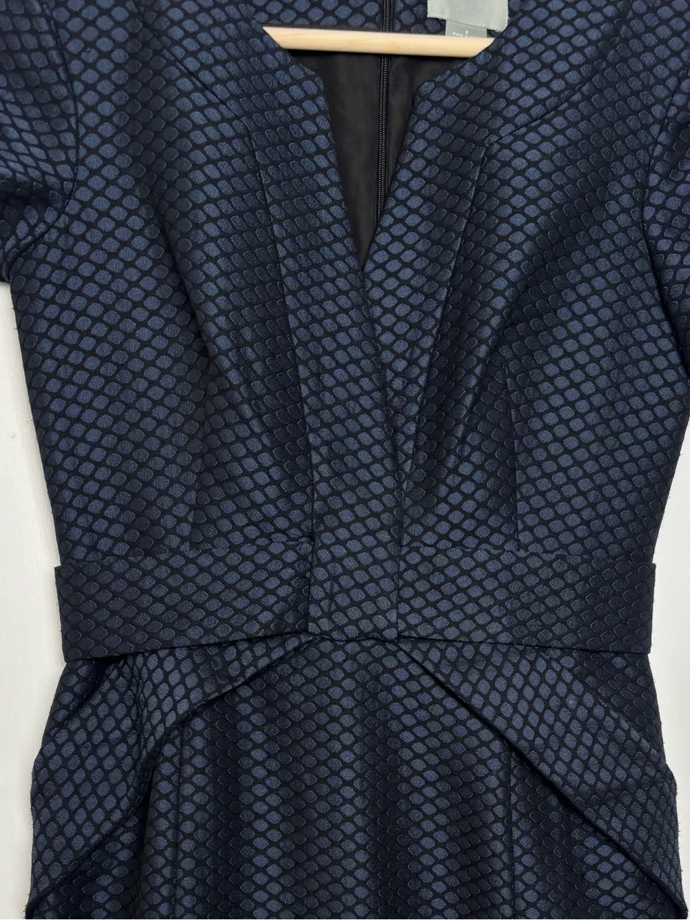 Maeve Shelby Dress 0 Navy Black Jacquard Origami Waist Sheath Anthropologie